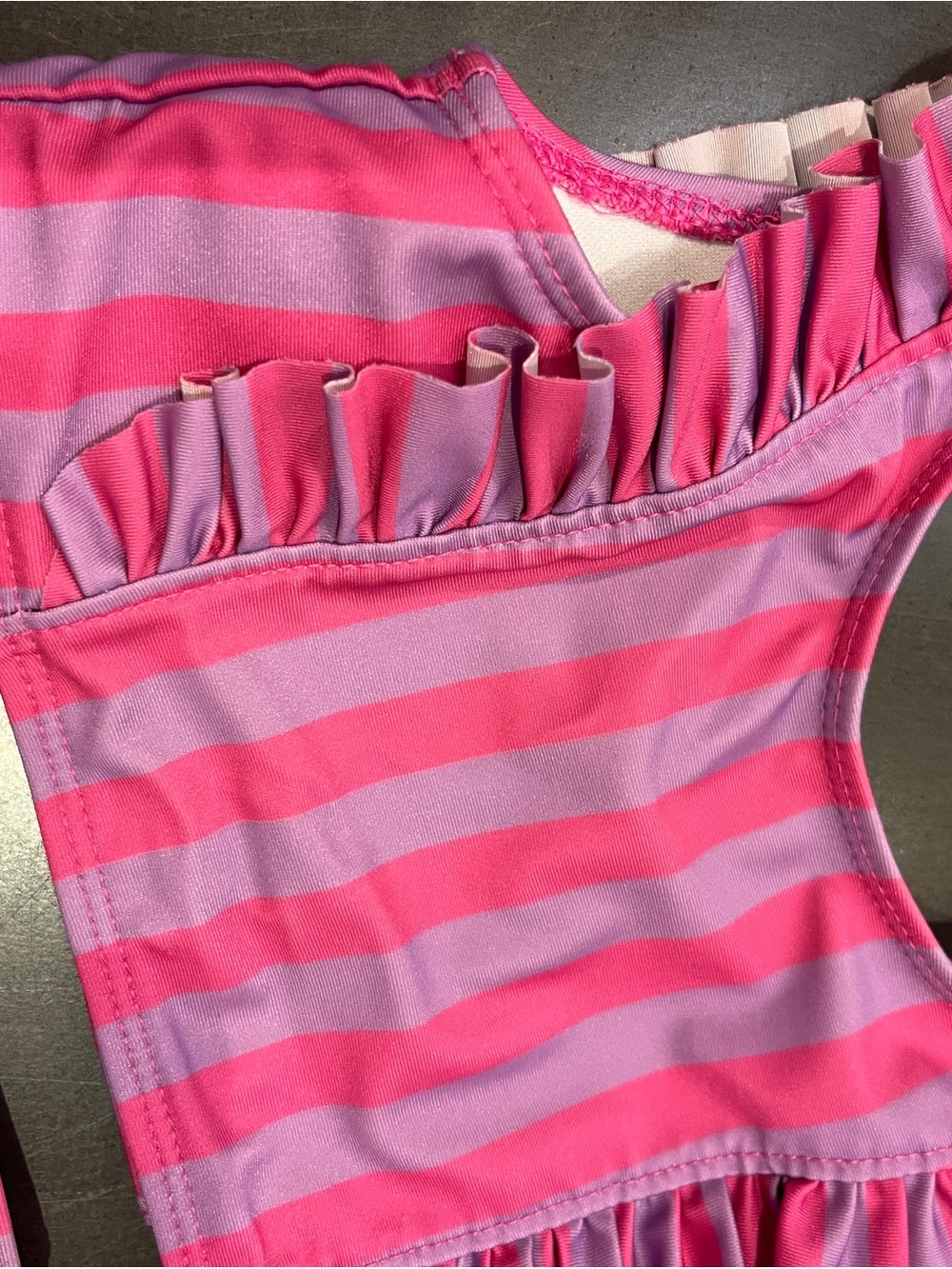 Cat & Jack Pink Striped Ruffle Two-Piece Swim Set - Picture 3 of 6
